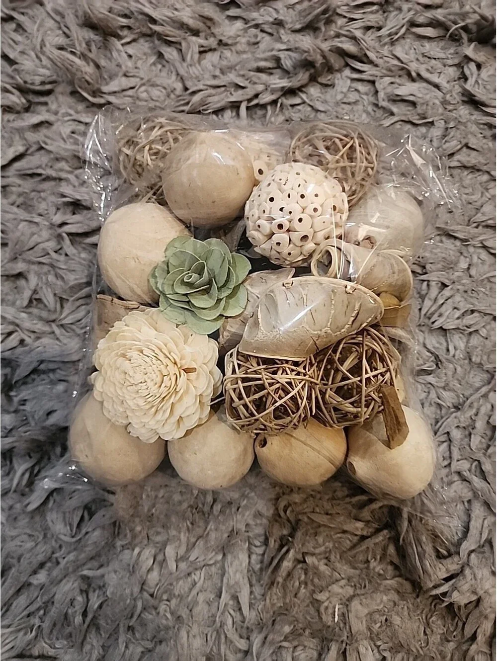 Wicker Rattan Nuts Collection of Table Centerpiece Decor Decorative Spheres